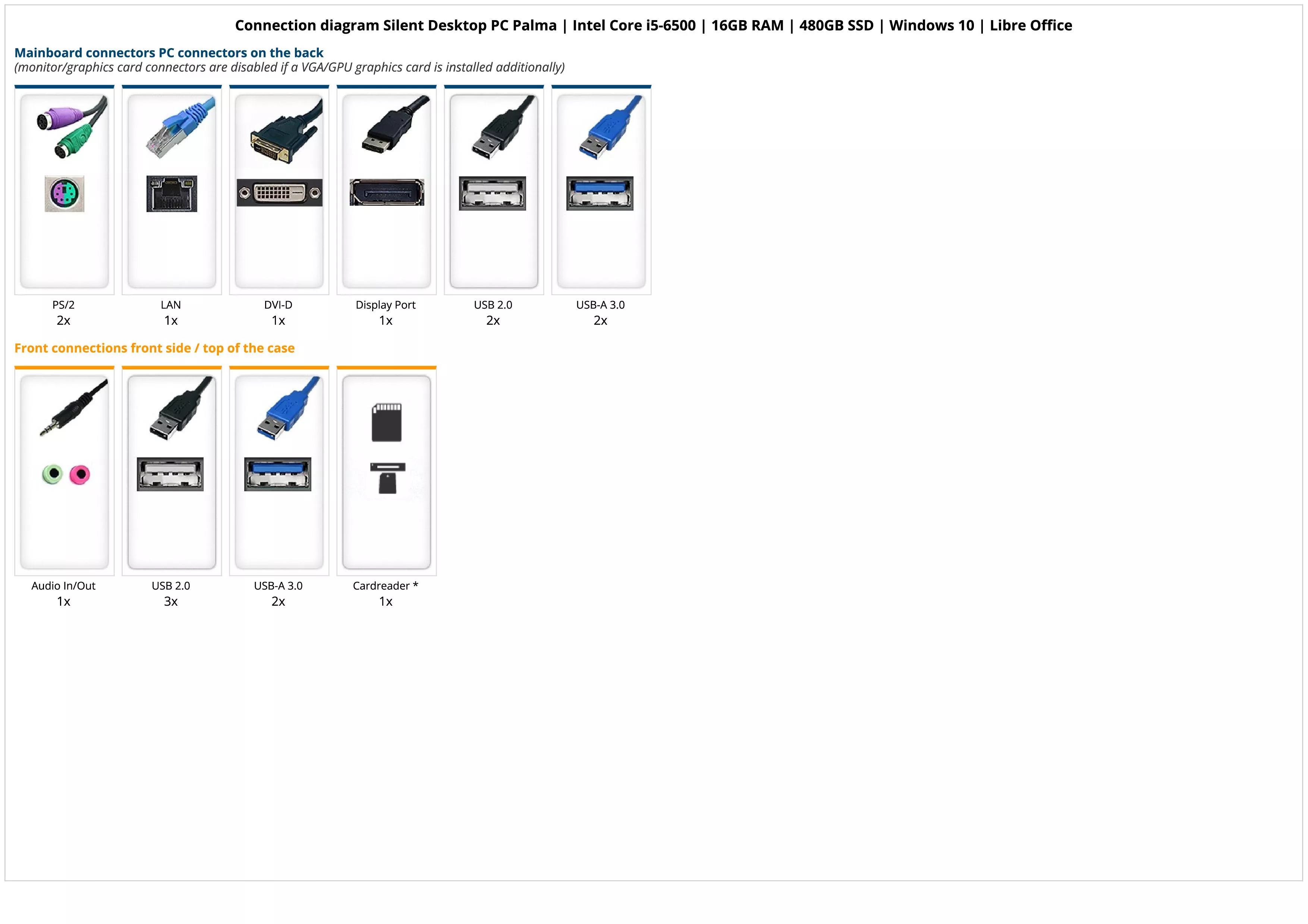 Silent Desktop PC Palma | Intel Core i5-6500 | 16GB RAM | 480GB SSD | Windows 10 | Libre Office Silent Desktop PC Palma | Intel Core i5-6500 | 16GB RAM | 480GB SSD | Windows 10 | Libre Office