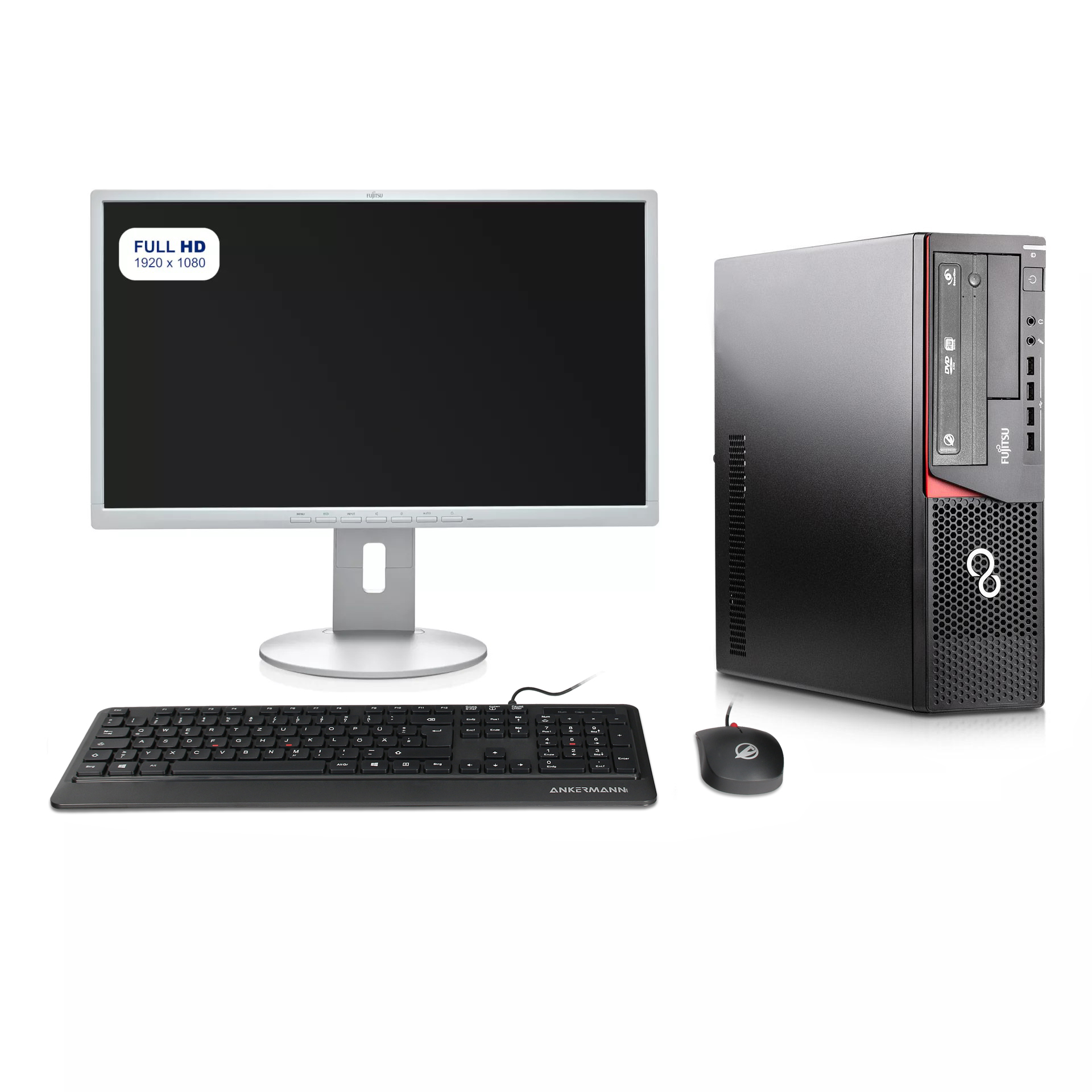 Office Desktop Bundle | Intel Core i5-3470 | 16GB RAM | 480GB SSD | 500GB HDD | Windows 10 | WLAN | 23.8" Fujitsu Monitor | Maus & Tastatur | MS Office 2024