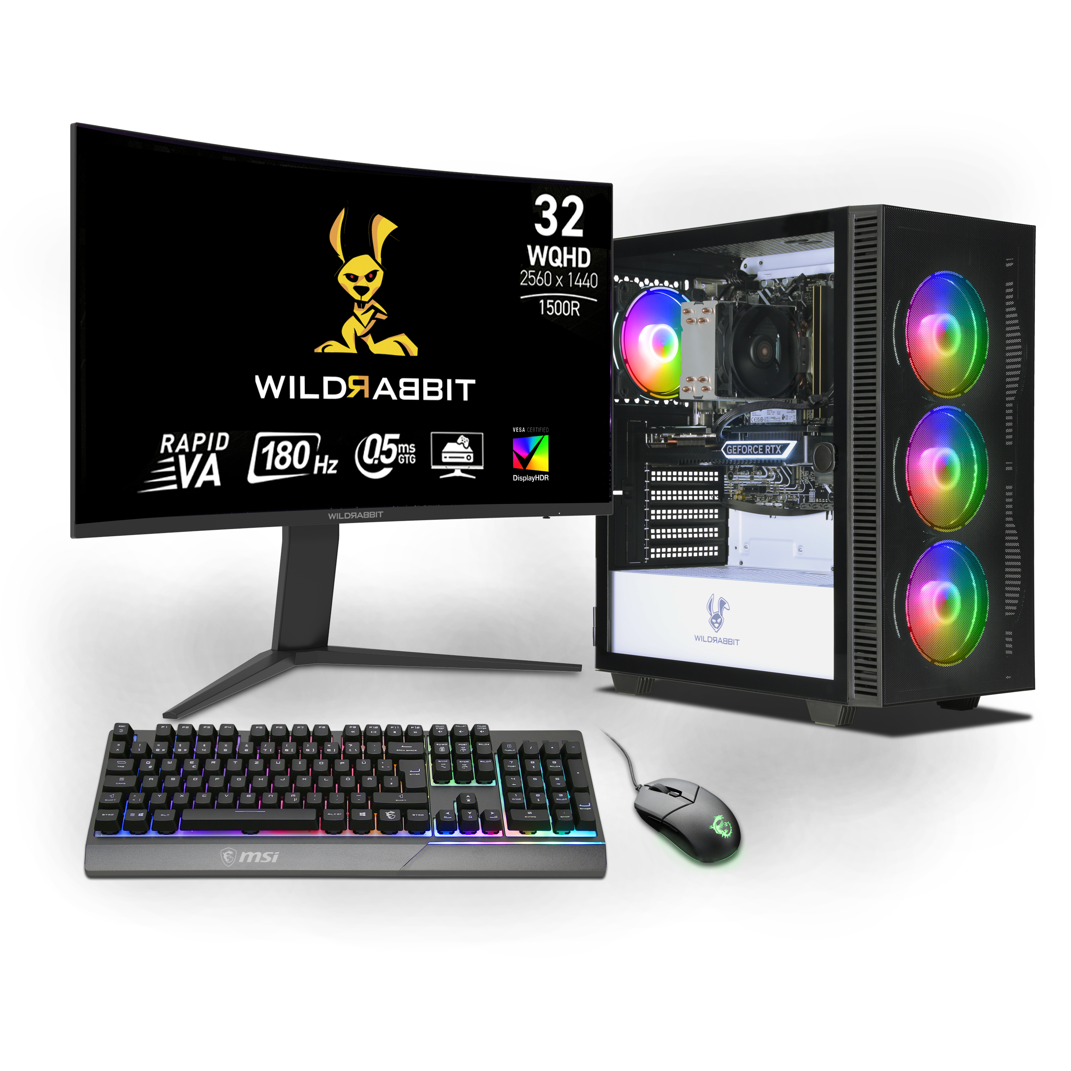Aero Gaming Bundle | Intel Core i7-13700F | Nvidia GeForce RTX 5070 12GB | 32GB DDR5 RAM | 1TB NVMe SSD | Windows 11 | WLAN & Bluetooth | Wildrabbit GMX 32" WQHD LCD Gaming Monitor | MSI VIGOR GK30 Combo | Libre Office