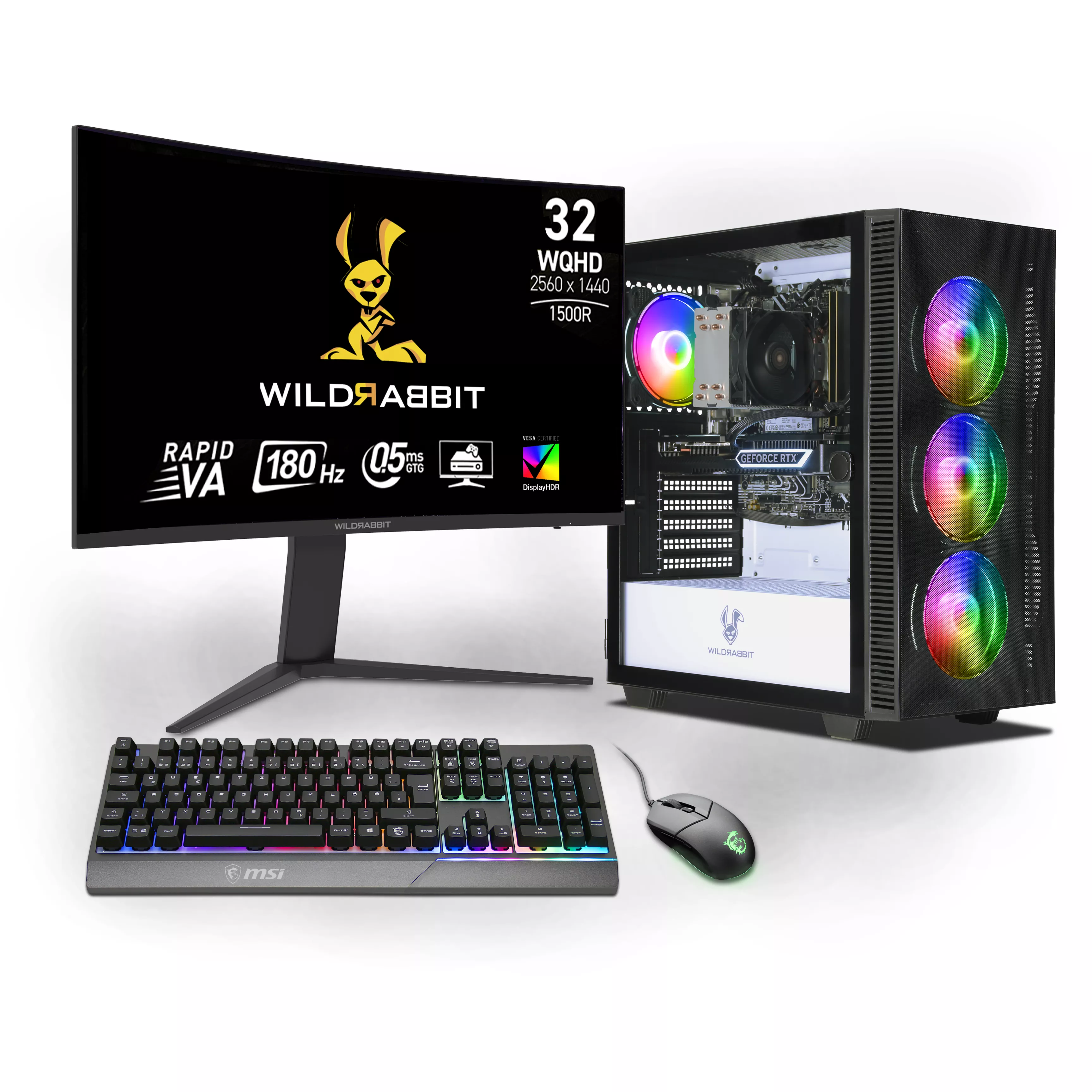 Aero Gaming Bundle | Intel Core i7-13700F | Nvidia GeForce RTX 5070 12GB | 32GB DDR5 RAM | 1TB NVMe SSD | Windows 11 | WLAN & Bluetooth | Wildrabbit GMX 32" WQHD LCD Gaming Monitor | MSI VIGOR GK30 Combo | Libre Office