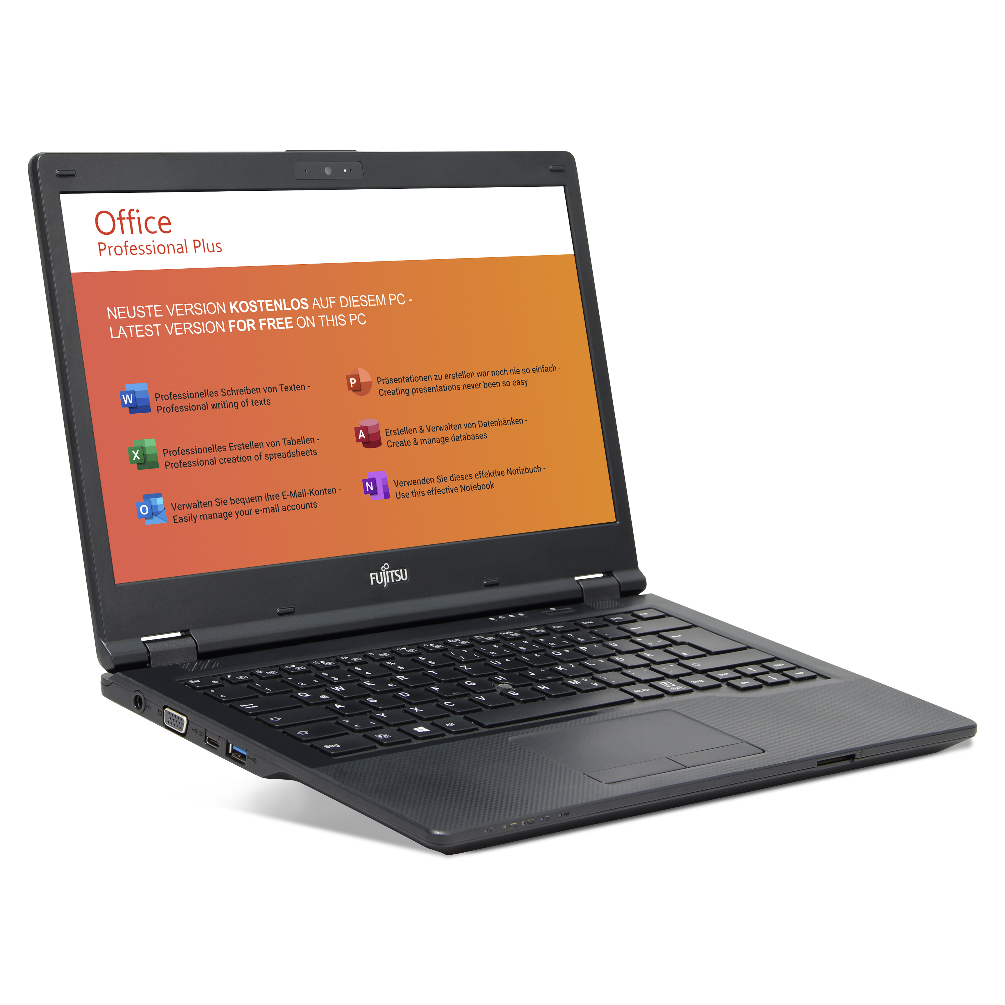 Fujitsu Refurbished Lifebook E449 | 16GB RAM | 512GB NVMe SSD | Intel Core i3-8130U | 14" Full HD Display | Windows 11 Pro | WLAN / BT / 4G LTE | MS Office 2024