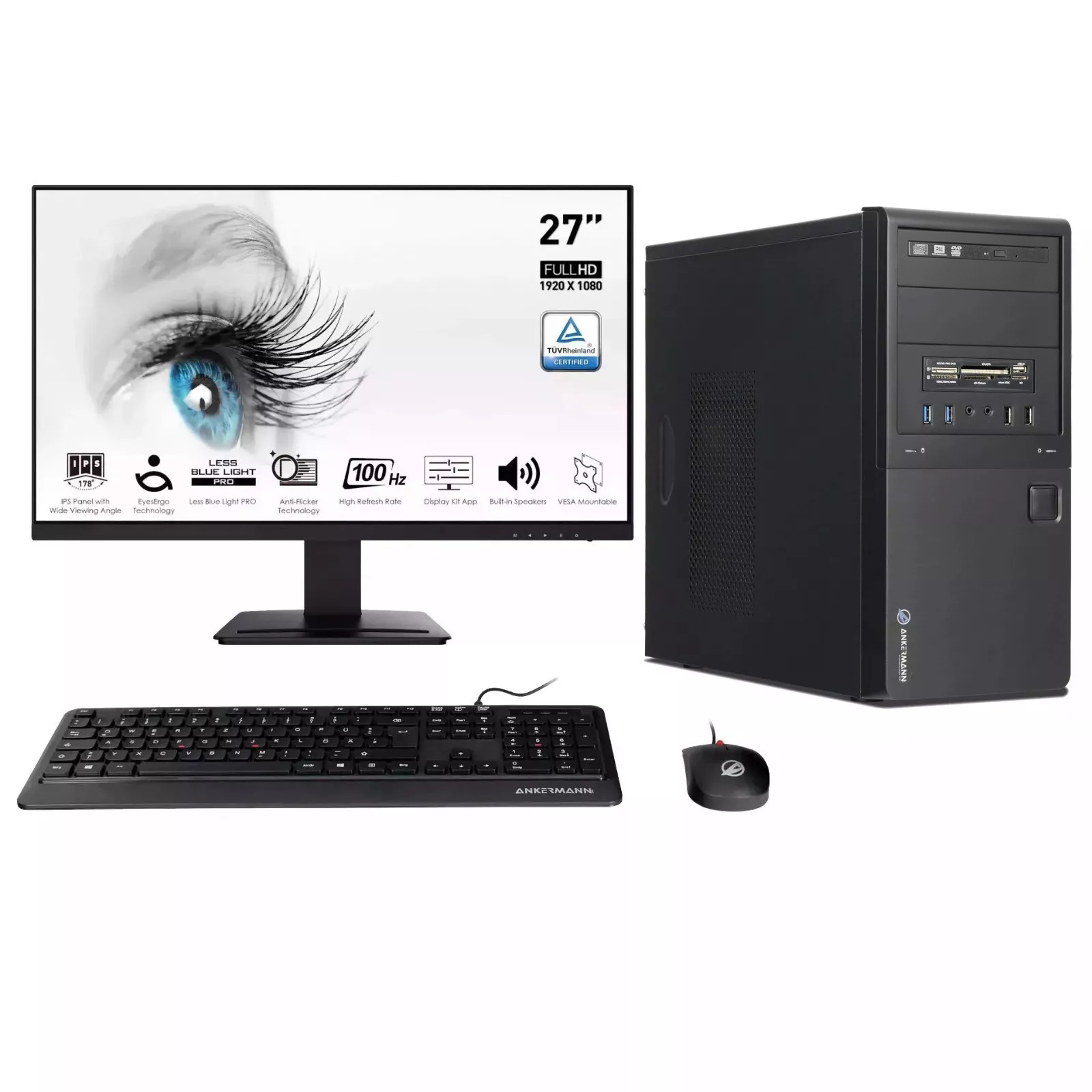 Business Office Work Bundle | Intel Core i5-6500 | 16GB RAM | 480GB SSD | Windows 10 | 27" Monitor | Maus & Tastatur | Libre Office