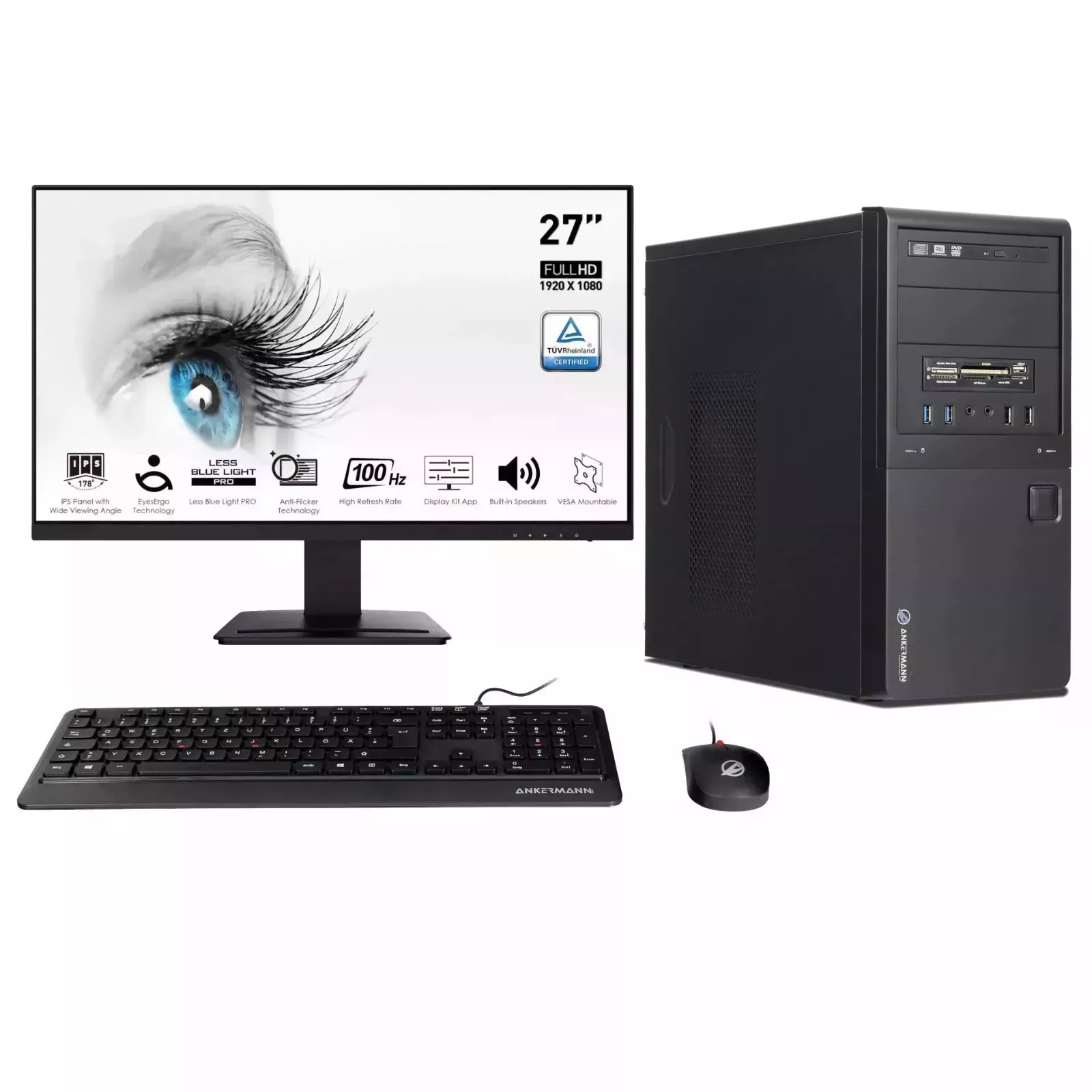 Business Office Work Bundle | Intel Core i5-6500 | 16GB RAM | 480GB SSD | Windows 10 | 27" Monitor | Maus & Tastatur | Libre Office