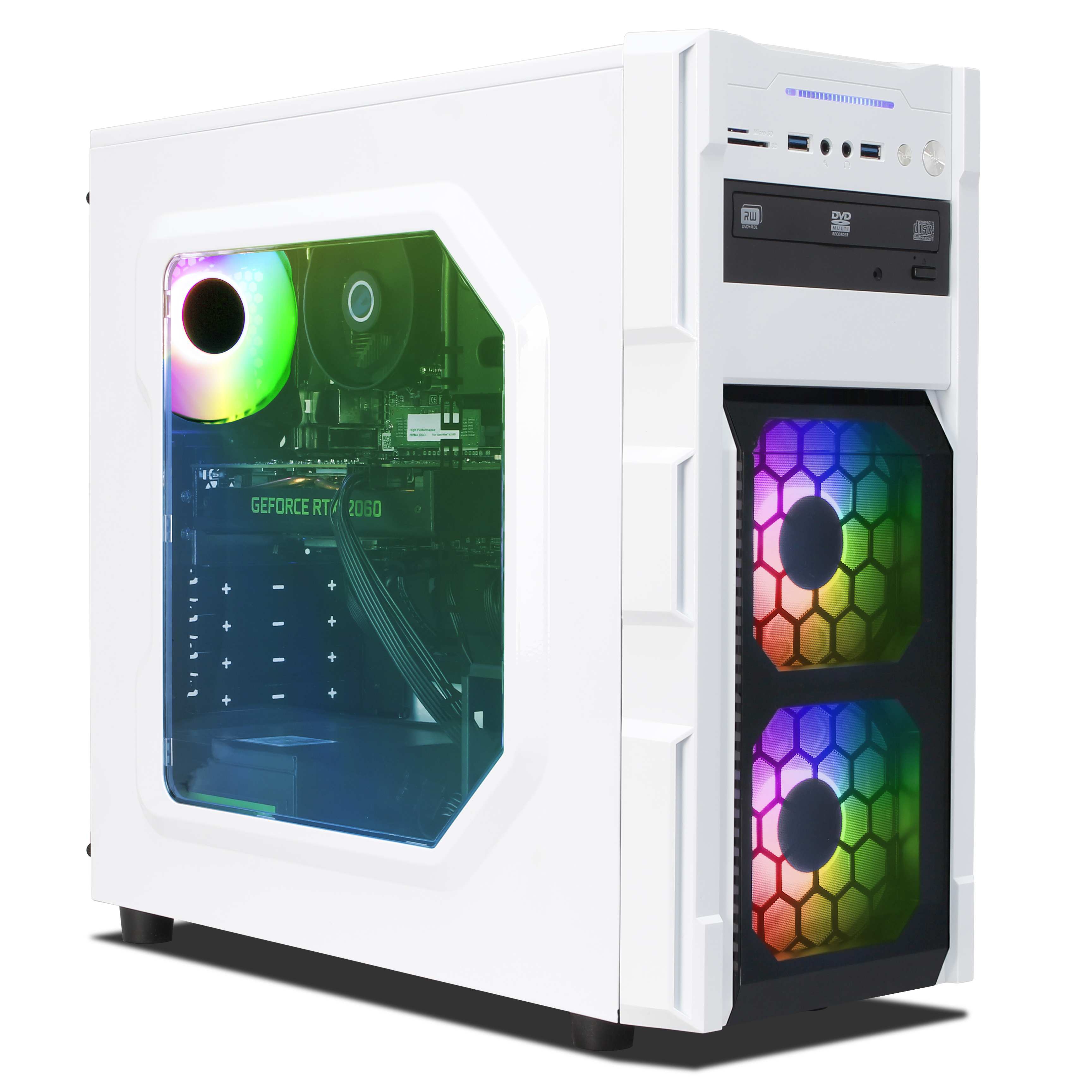 Business Office Game White | Intel Core i7-8700 | Nvidia GeForce RTX 2060 6 GB | 16GB RAM | 500GB NVMe SSD | Windows 11 | WiFi | Libre Office