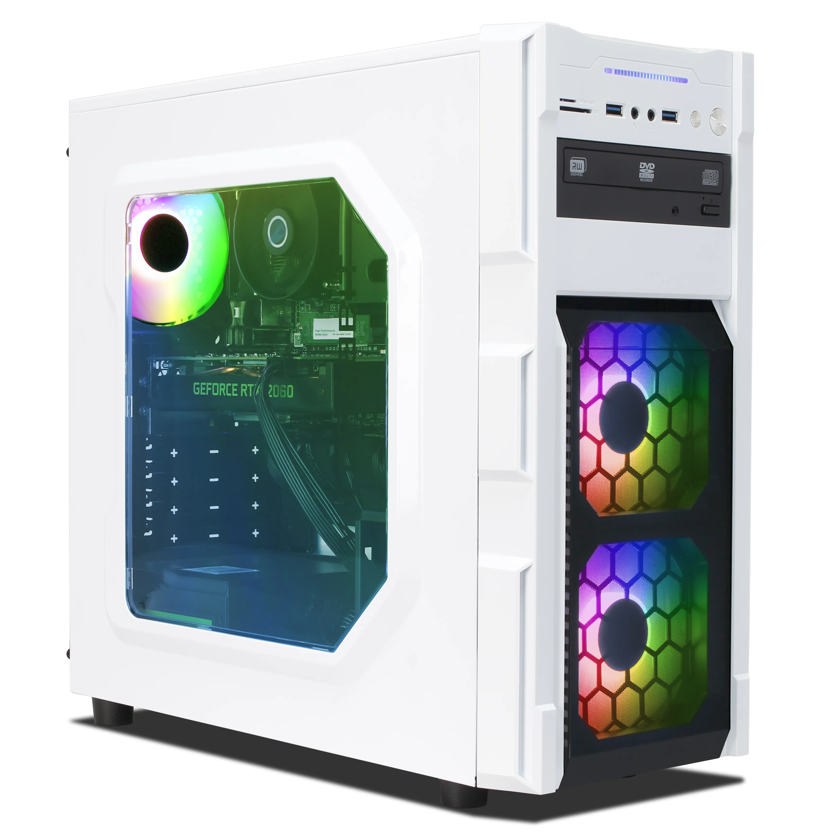 Business Office Game White | Intel Core i7-8700 | Nvidia GeForce RTX 2060 6 GB | 16GB RAM | 500GB NVMe SSD | Windows 11 | WiFi | Libre Office