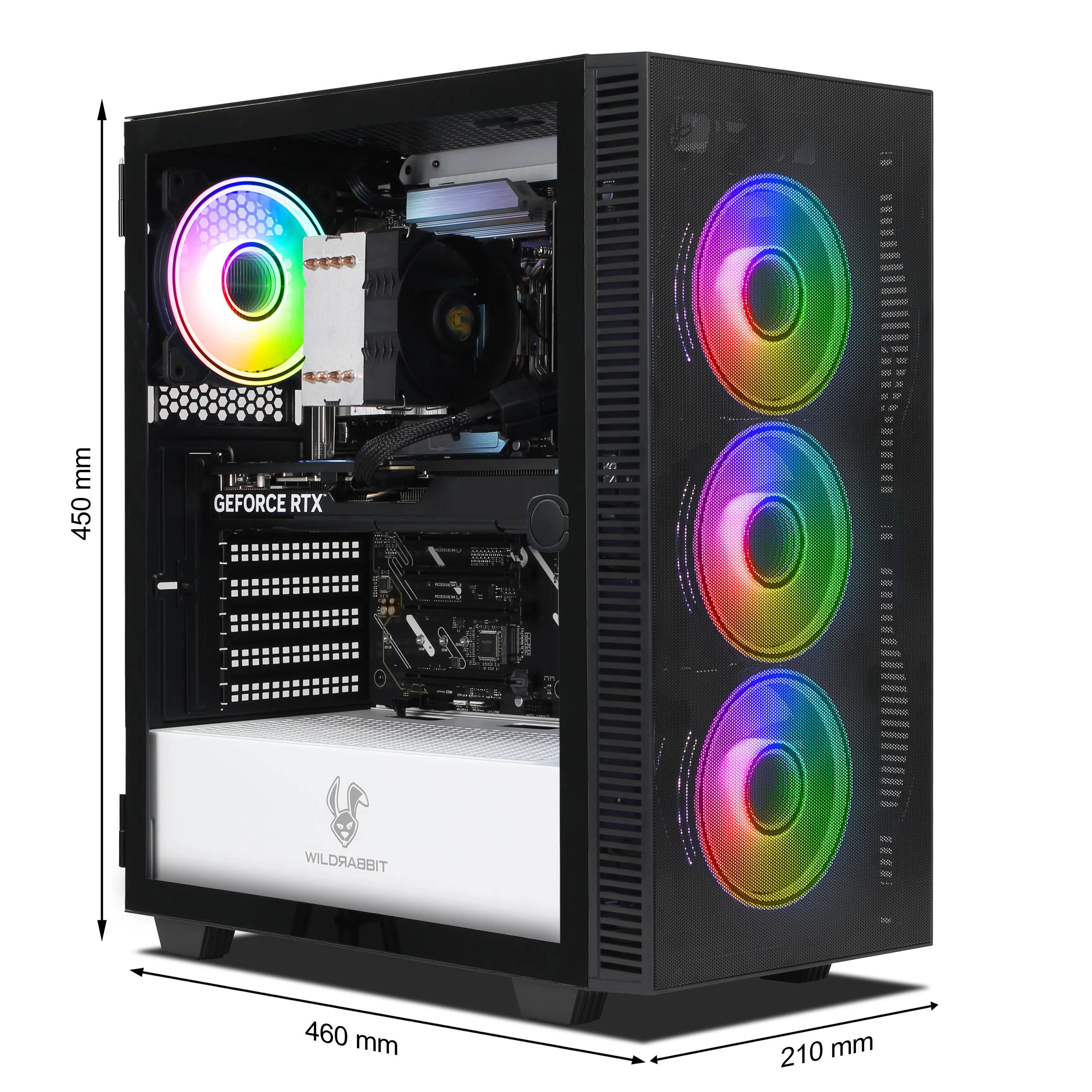 Wildrabbit Ultra Bundle | Intel Core Ultra 7 265KF | Nvidia GeForce RTX 5070 12GB | 32GB DDR5 RAM | 1TB NVMe SSD | Windows 11 | WiFi & Bluetooth | Wildrabbit GMX 32" WQHD LCD Gaming Monitor | Tastiera tedesca RGB di MSI | MSI Forge Mouse