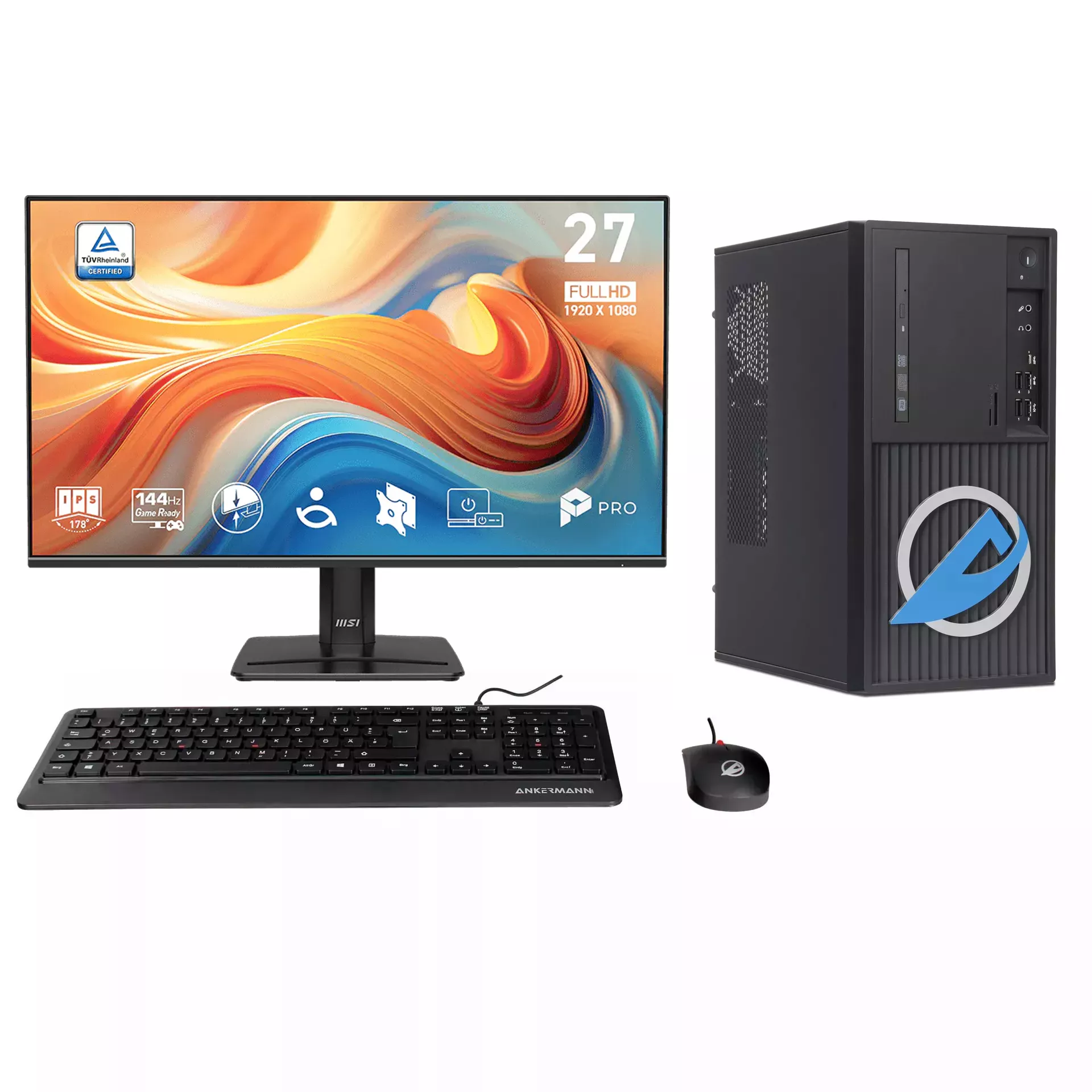 CAD Work Business | Intel Core i7-8700 | Nvidia Quadro K620 2GB | 32GB RAM | 480GB NVMe SSD | Windows 11 | WLAN | MSI PRO MP 27" E14A Full-HD Monitor | Maus & Tastatur | Libre Office
