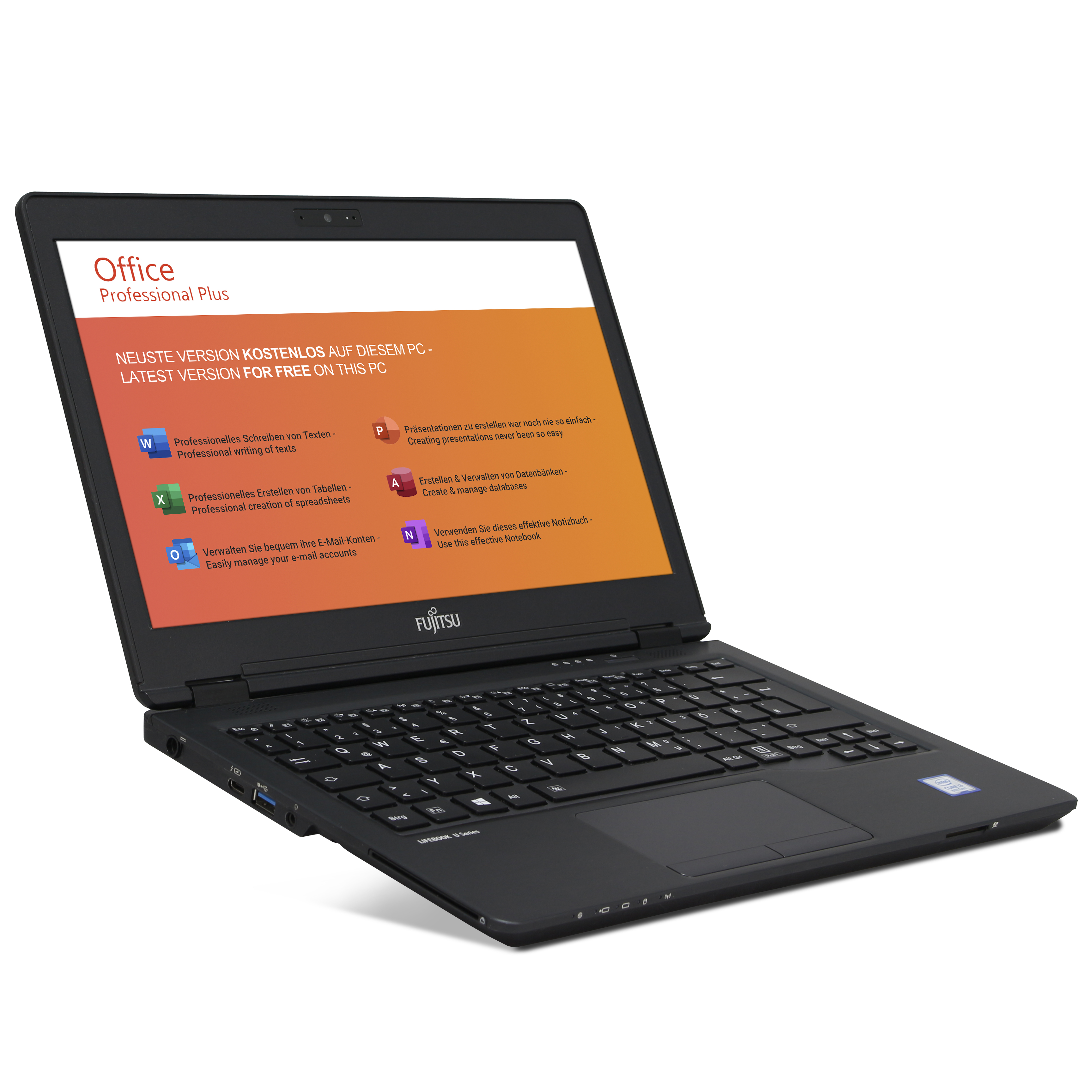 Fujitsu Refurbished Lifebook U729 | 16GB RAM | 512GB NVMe SSD | Intel Core i3-8145U | 12.5" Full HD Display | Windows 11 Pro | WLAN & Bluetooth | MS Office 2024