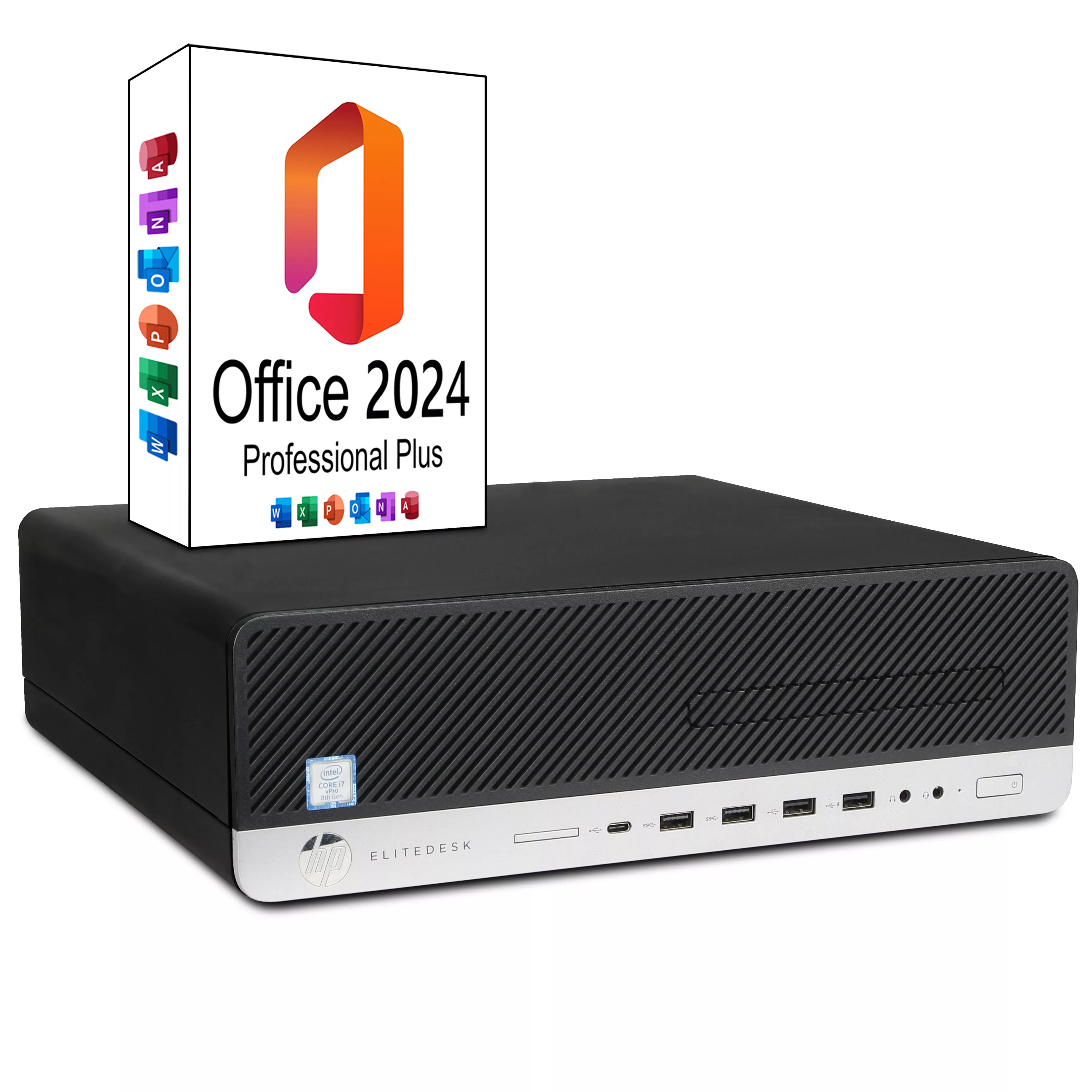 HP Elitedesk 800 G4 SF 3x DP | 16GB RAM | 480GB NVMe SSD | Windows 11 | Intel Core i7-8700 | MS Office 2024